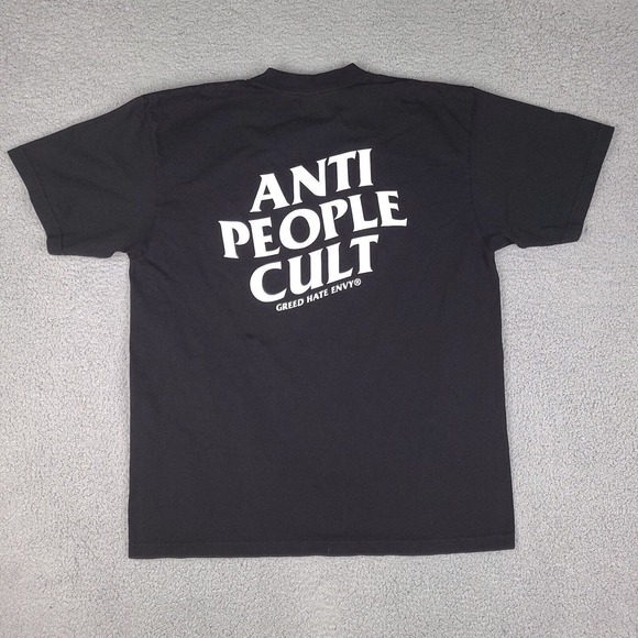 Anti People Cult T-Shirt Mens Large Black USA Made GHE Greed Hate Envy - Picture 2 of 12